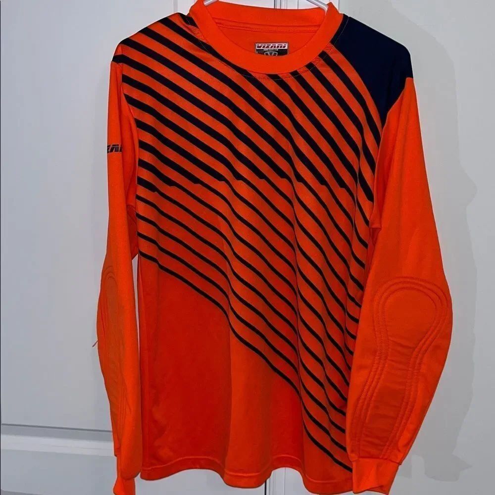 High Visibility Vizari Orange Blue padded LS GK Goalie LS jersey Adult Men’s M